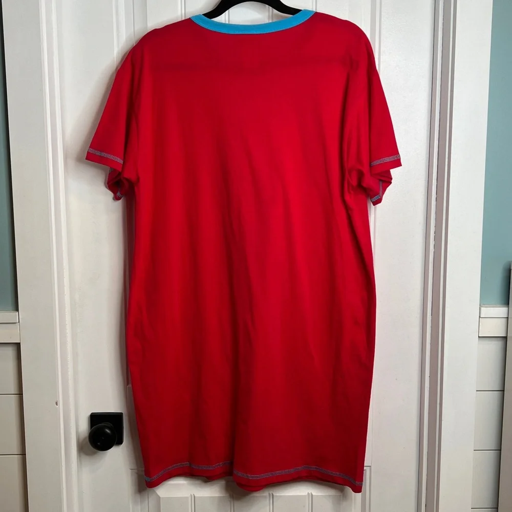 Coca-Cola Betty Boop‎ Red Nightgown Tee with Blue Accents. One Size.